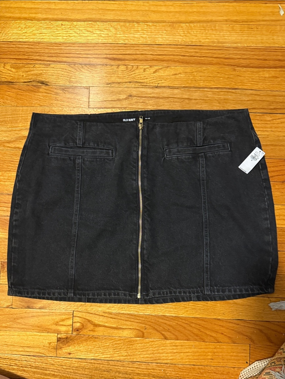 Old Navy Black Front-Zip Denim Mini Skirt